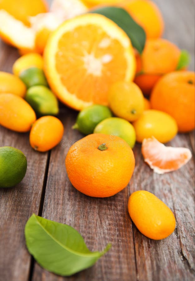 Fresh Citrus Fruits On The Rustic Table Stock Photo Image Of Citrus