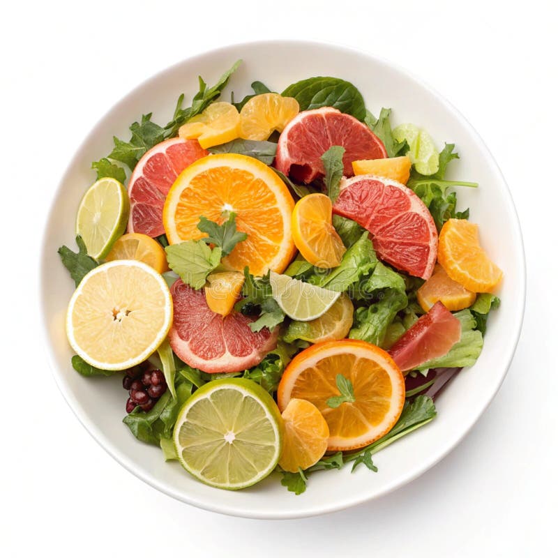 Citrus splash salad isolated on white background royalty free illustration