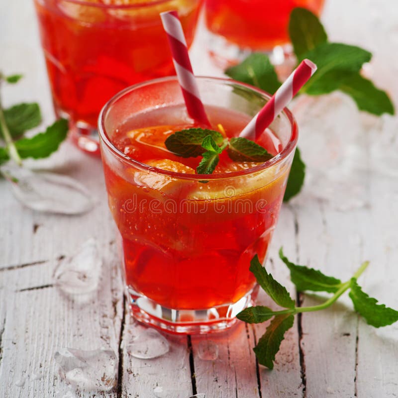 Fresh Cocktail With Orange, Mint And Ice Stock Photo Image of