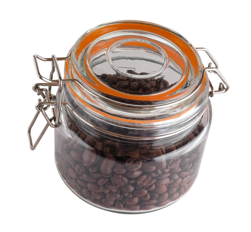 Fresh Coffee Beans in the Airlock Bottle,isolated Stock Photo Image