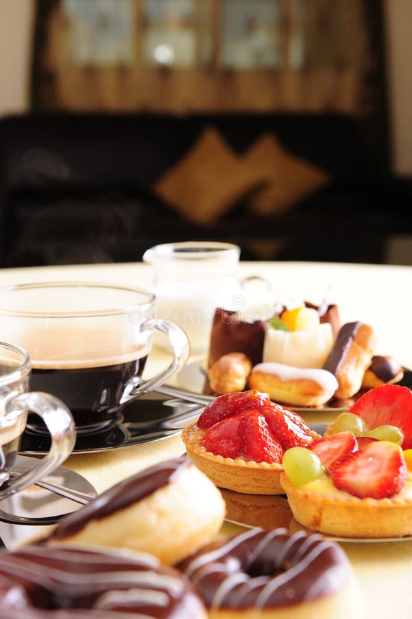 Italian Breakfast with Cappuccino and Fruit Cake Stock Image Image of