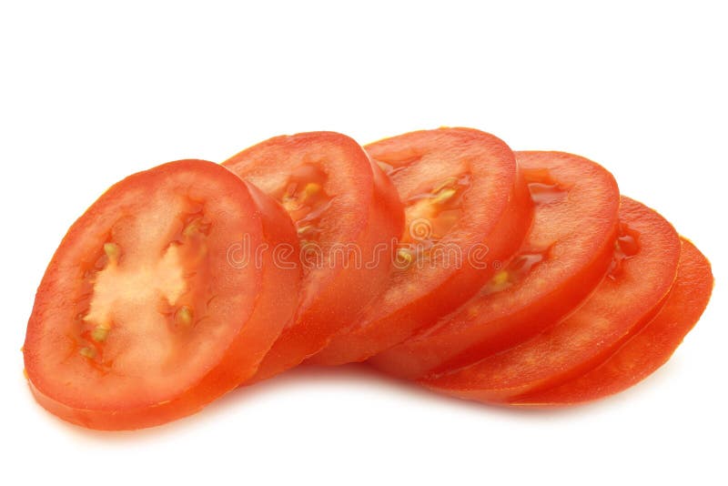 Fresh and colorful italian roma tomato slices