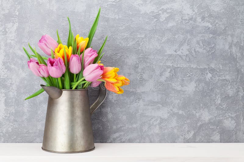 Fresh colorful tulip flowers bouquet