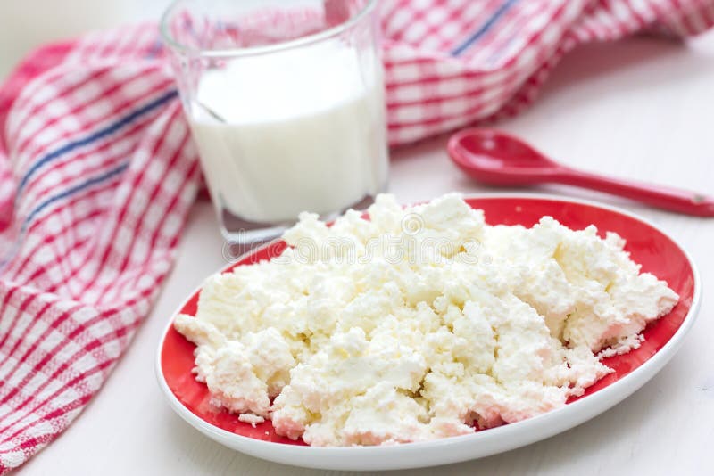 Fresh Cottage Cheese and Milk Stock Photo Image of milk, homemade