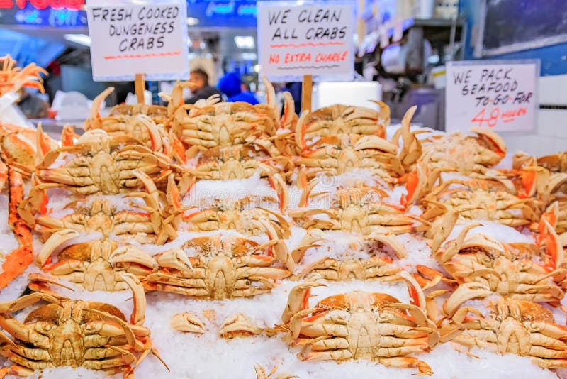 Fresh Crab for Sale at Pike Place Market Seattle Stock Image - Image of