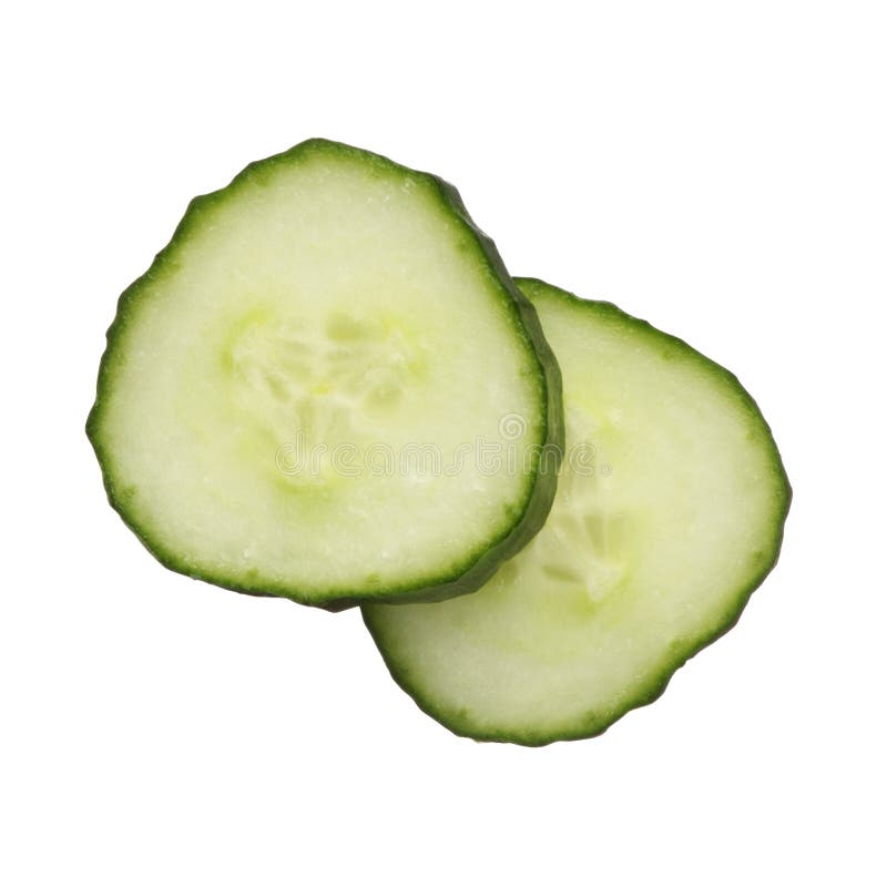 Fresh cut cucumber isolated on white background, close up