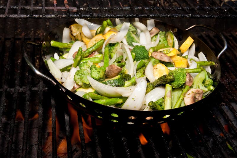 Fresh Cut Vegetables Roasting on a Grill Stock Photo Image of squash