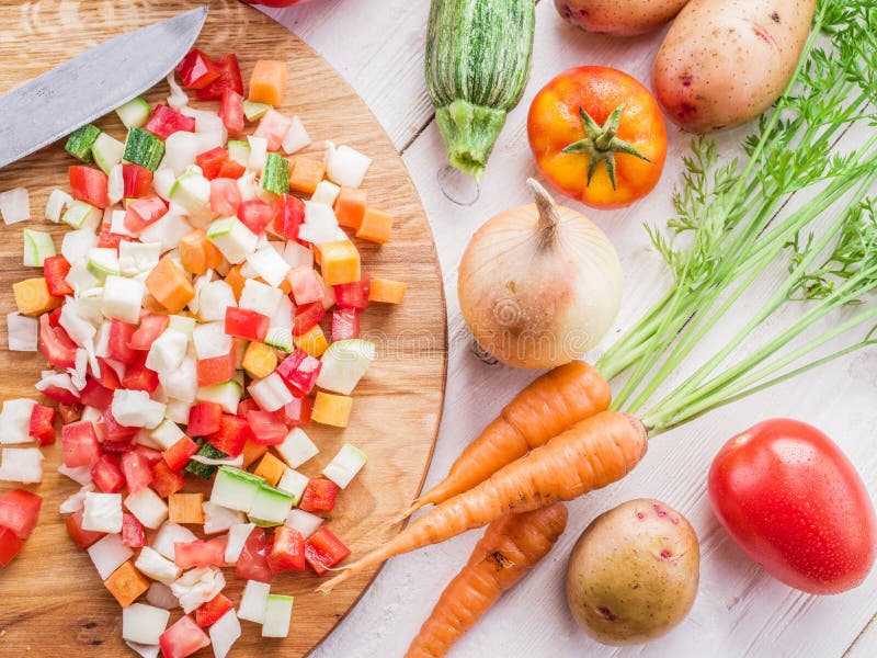 Fresh cut vegetables. stock photo. Image of veggies, chopped 60596514