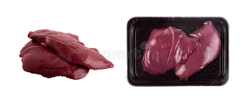 Fresh Deer Meat Or Venison Isolated On White Background Stock Photo