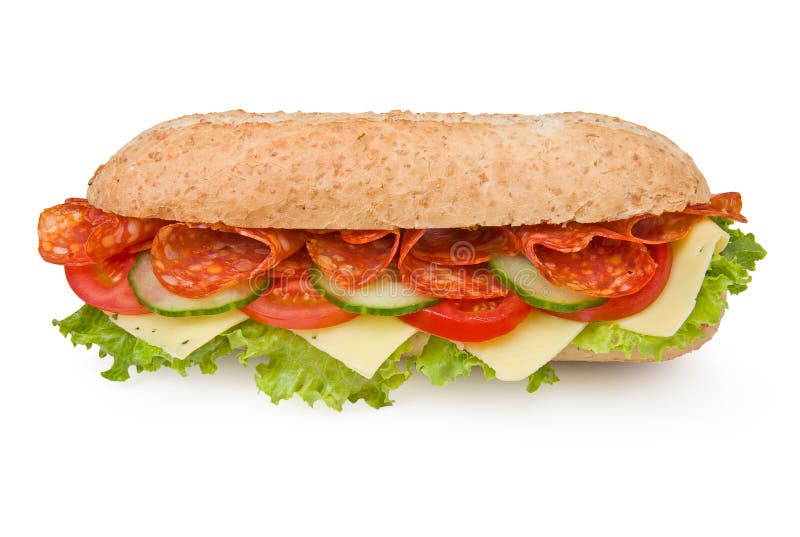 Fresh Delistyle Salami Sandwich Isolated on White Stock Image Image