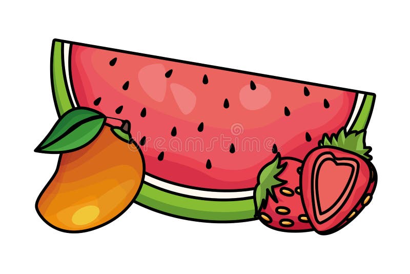 Watermelon and Strawberries Fruits Cartoon in Black and White Stock Vector - Illustration of nutritious, simplicity: 149878272 Watermelon and Strawberries Fruits Cartoon in Black and White Stock Vector - Illustration of nutritious, simplicity: 149878272