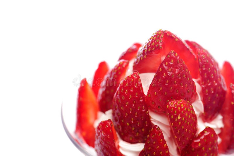 Fresh dessert with strawberry and cream