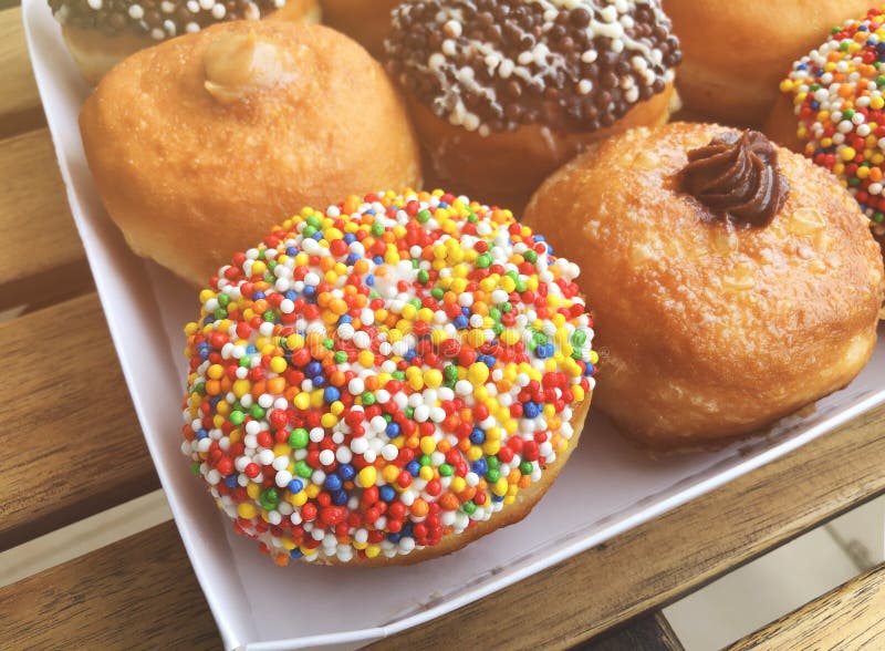 Fresh Donuts on Bakery Display for Hanukkah Celebration. Stock Image Image of chanukkiah