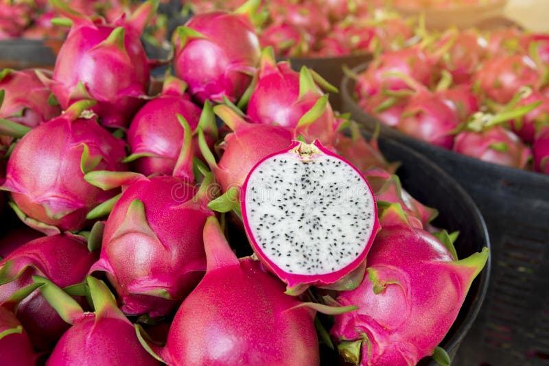 Fresh Dragon fruit, Pitaya or Pitahaya Fruit royalty free stock photos