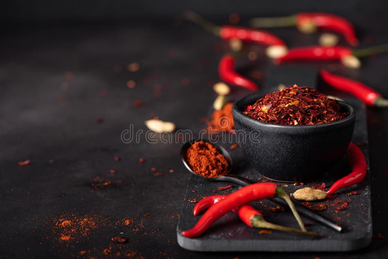 Fresh and Dried Ground Red Chili Pepper Stock Photo Image of organic, heap 189986818