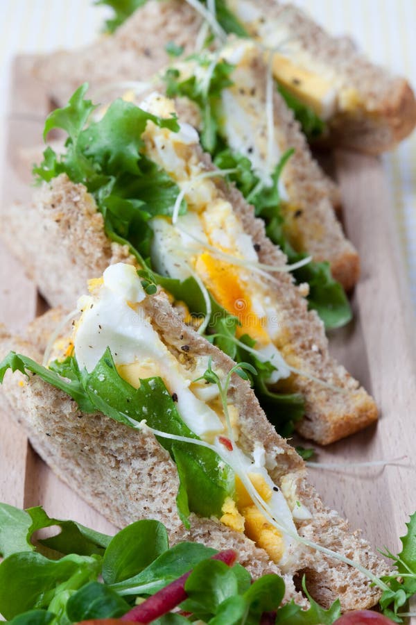 Fresh egg and salad sandwich