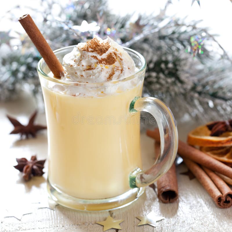 Homemade White Holiday Eggnog Stock Photo Image of liqueur, decorated
