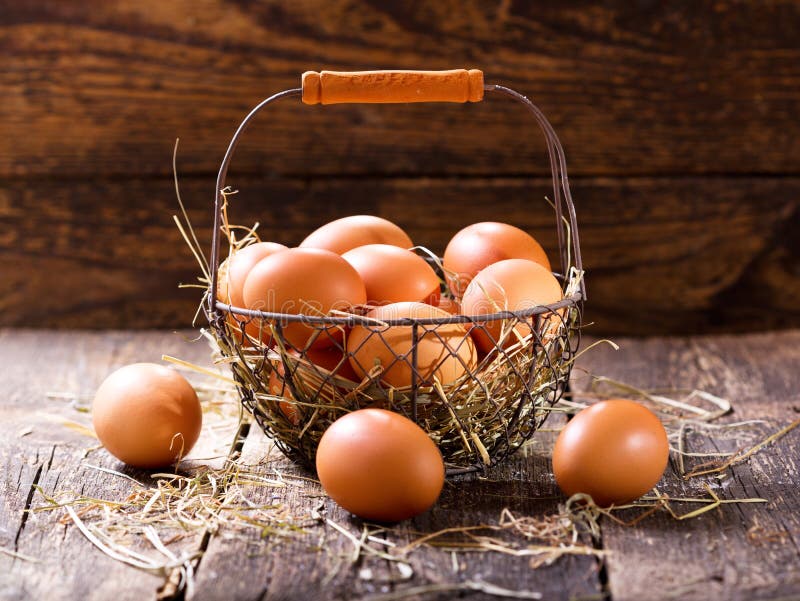 Fresh eggs in a basket