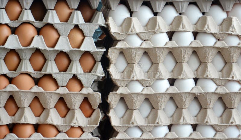 Fresh eggs in a market stock photos