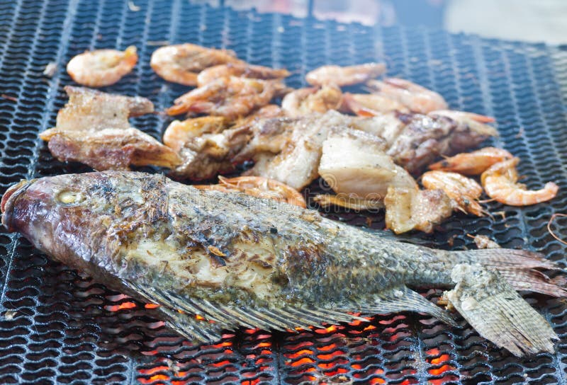 Fresh fish and pork stock photo. Image of yummy, closeup 26172568