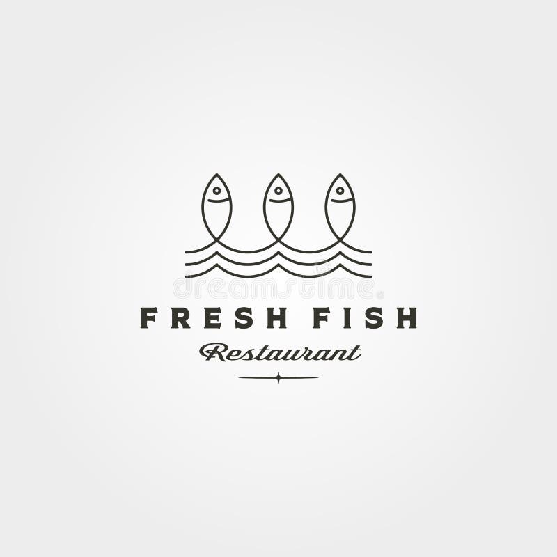 Fresh fish and wave line logo vector symbol minimalist illustration design vector illustration