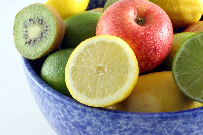 Fresh fruit in a blue bowl stock photo. Image of fruit 818942