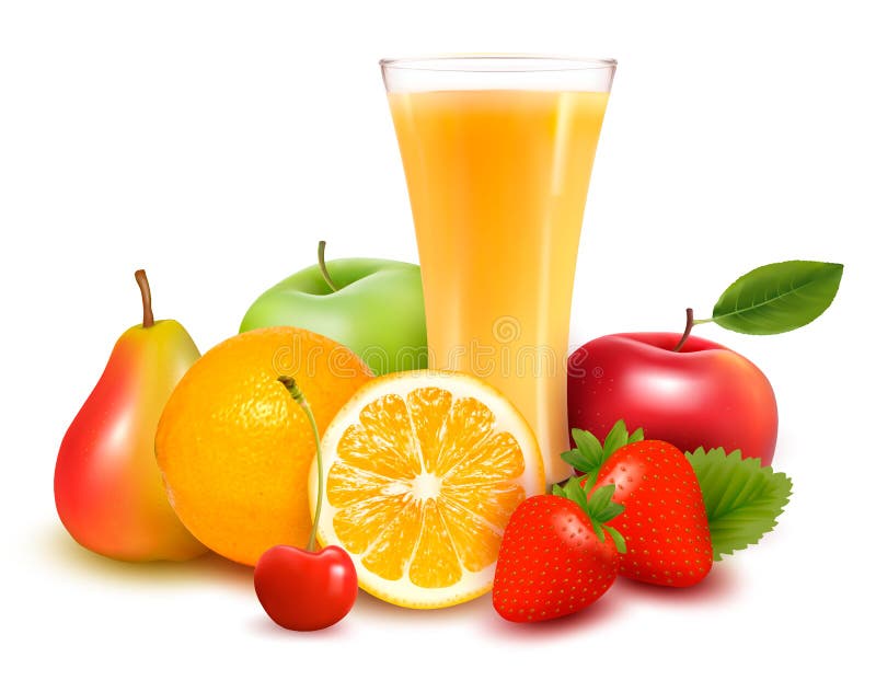 Fresh fruit and juice Vector