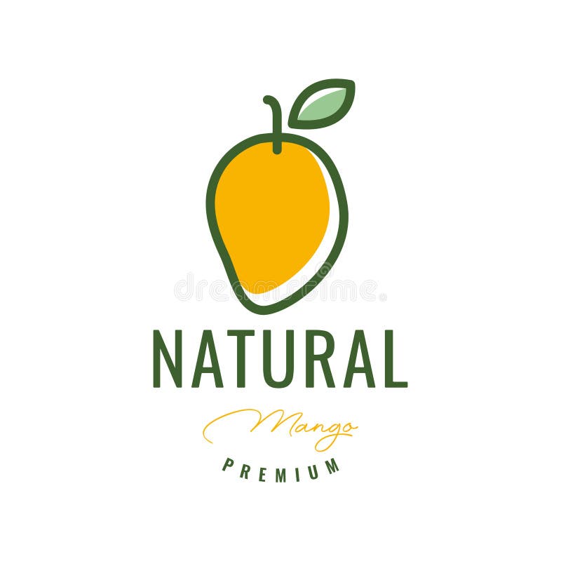 Fresh fruit mango sweet simple style line colorful modern minimal logo design vector icon illustration stock illustration