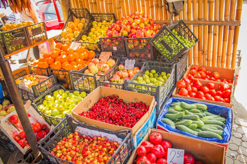 Fresh Fruit At A Market Stall Stock Photo Image of assortment, lemon