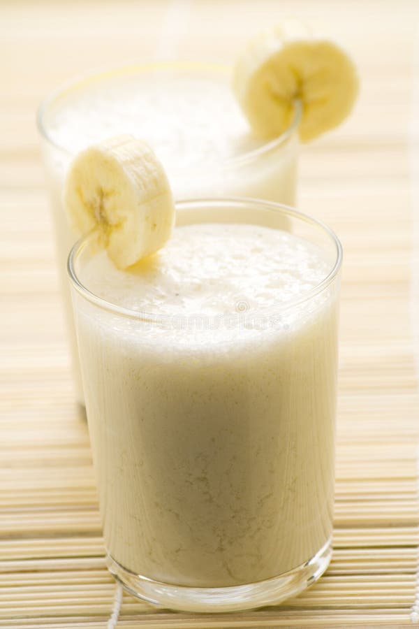Fresh fruit milk shake banana and caramel royalty free stock photo