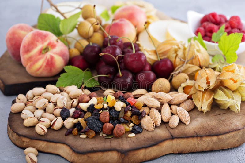 Fresh Fruit and Nut Platter Stock Photo Image of blue, cherry 86777880