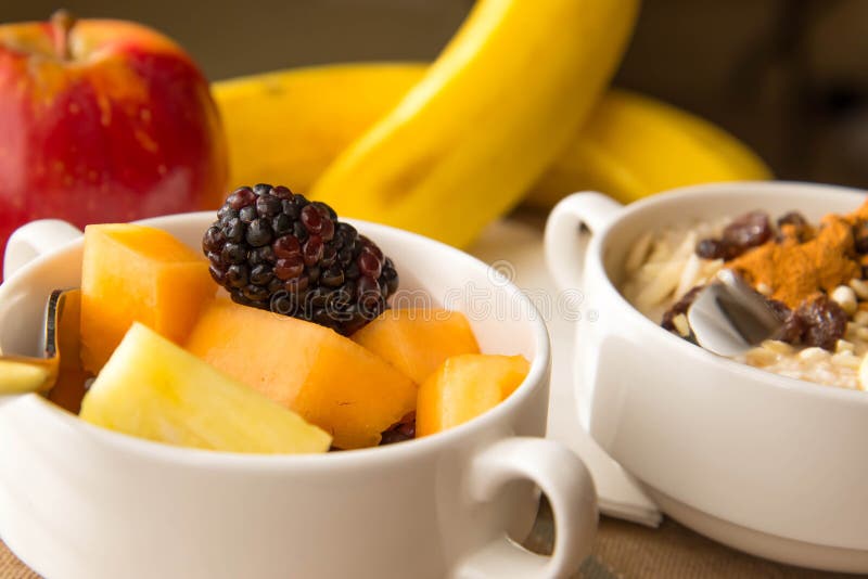 Fresh Fruit and Oatmeal with Healthy Toppings for Breakfast Stock Image Image of nutrition