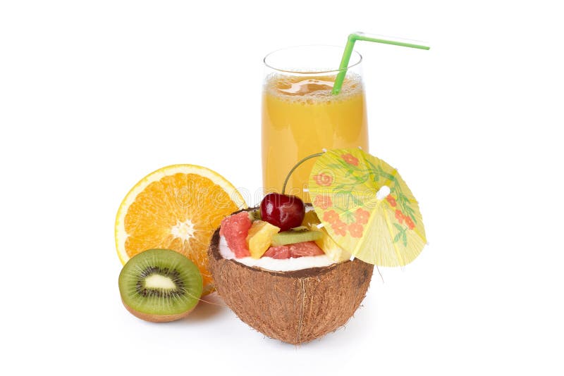 Fresh Fruit Salad and Juice. Stock Photo Image of mixed, fruit 75677788