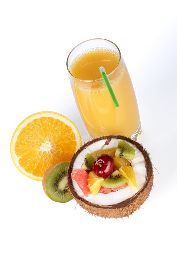 Fresh Fruit Salad And Juice. Stock Photo Image of diet, cherry 75677888