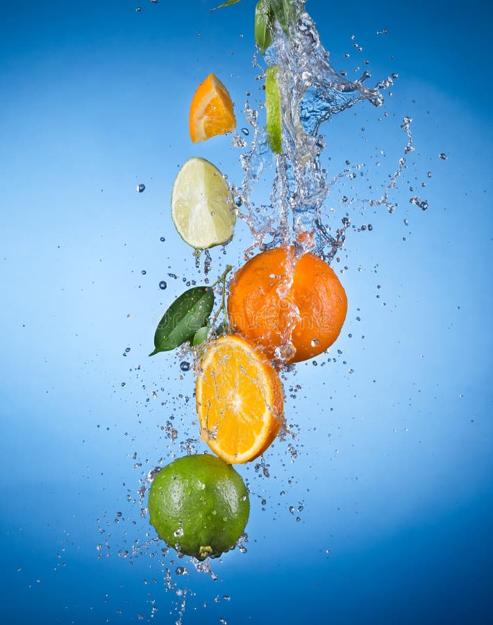 Fresh Fruit with Water Splash Stock Photo Image of cold, lemon 39462236