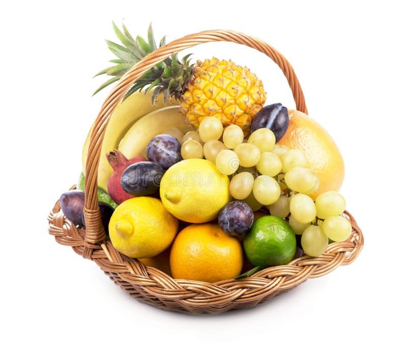 Fresh fruit in a wicker basket