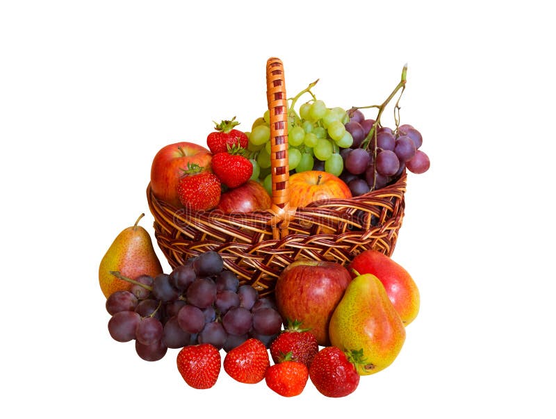 Fresh fruits in basket isolated