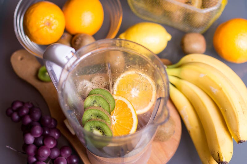 Fresh fruits in blender stock photo. Image of grape, nutrient 38479122