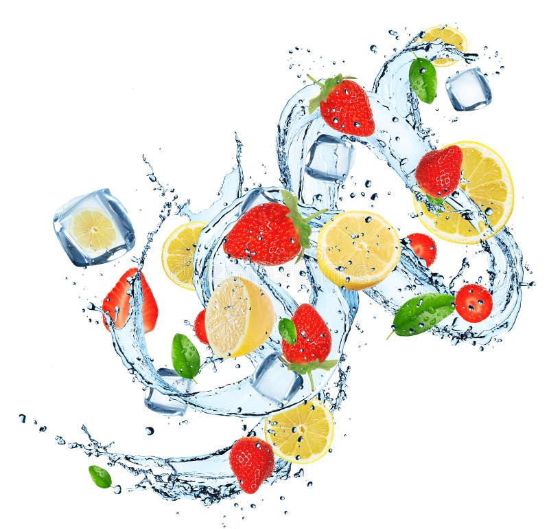 Fresh fruits in water splash royalty free stock image Fresh fruits in water splash royalty free stock image