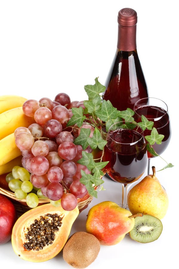 Wine and fruit basket stock photo. Image of celebration 8856776