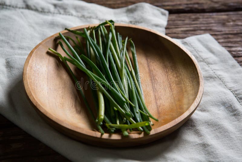 Fresh Garlic Chives in Plate Stock Photo Image of ingredient, prepare