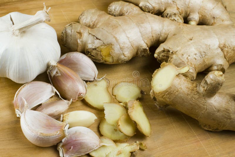 Fresh garlic and ginger