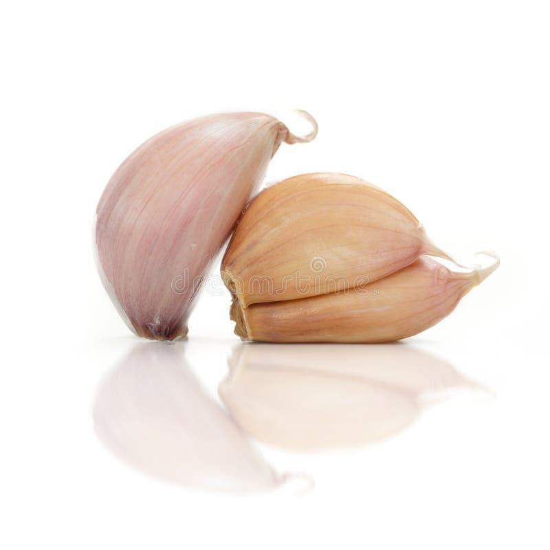 Fresh garlic isolated on white background (Herb) royalty free stock image