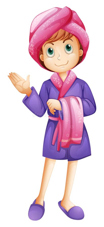 A Fresh Girl Wearing a Bathrobe Stock Vector - Illustration of cartoon ...