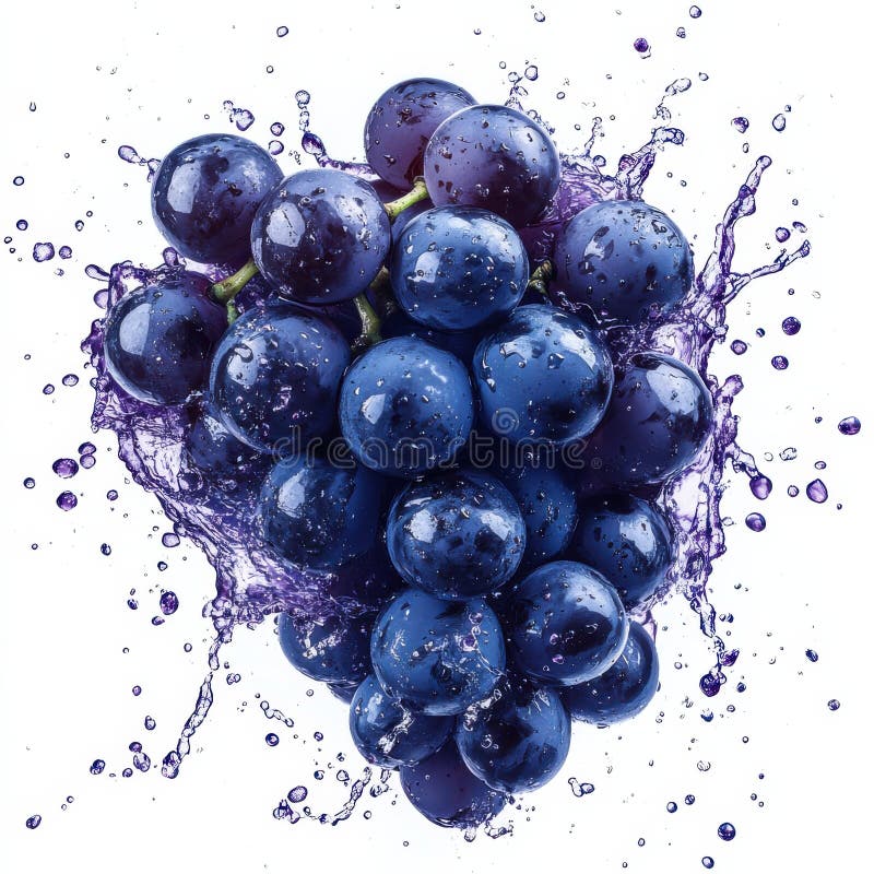 Fresh grapes with juice splashing in vibrant colorful display experience the dynamic splash of bursting this image showcasing stock illustratie