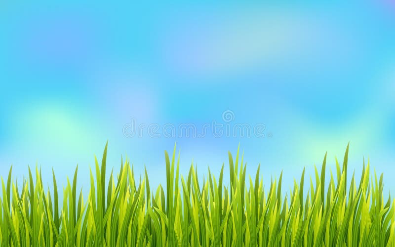 Fresh grass border with blue sky background. Golf field decoration element. royalty free illustration