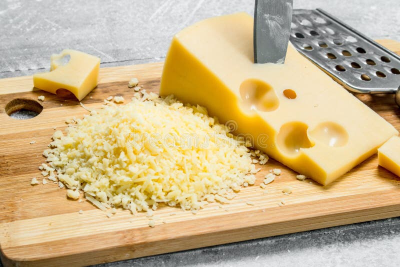 Fresh Grated Cheese on a Chopping Board Stock Image Image of diet