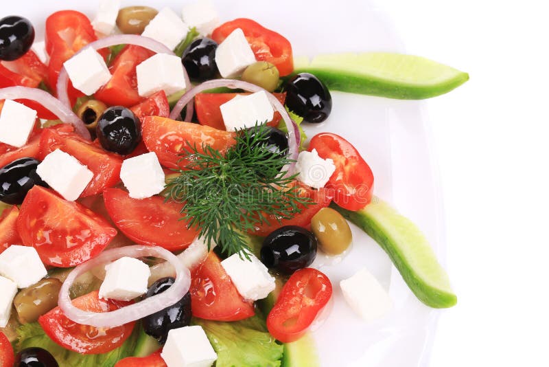 Fresh greek salad. stock image. Image of colorful, garnish 41551981