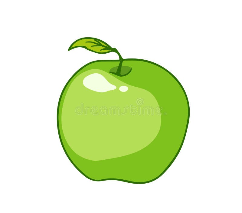 Fresh Green Apple. Cartoon Vector Icon Isolated Stock Vector - Illustration  of apple, food: 177101532