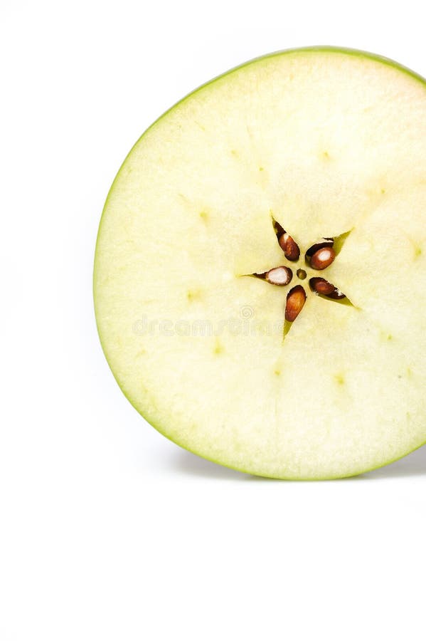 Fresh green apple cut into slices. isolated